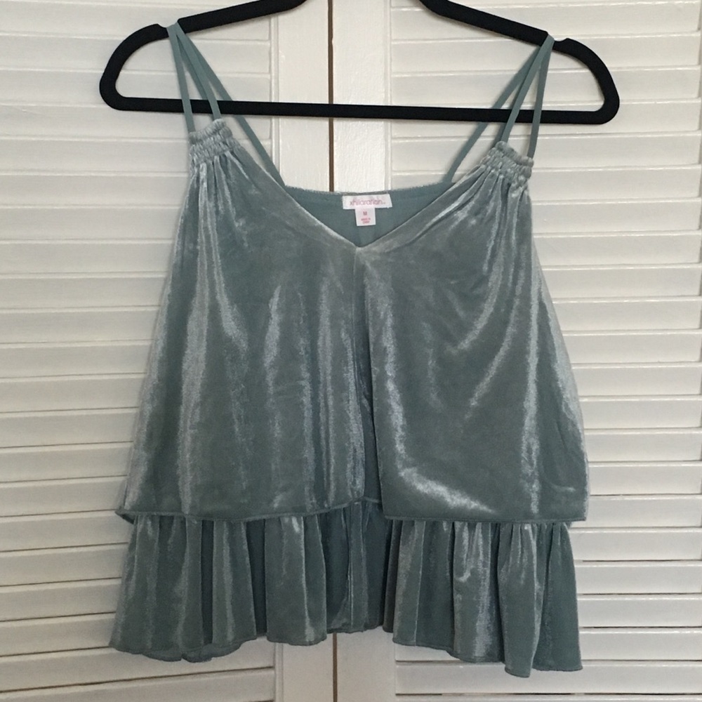 NWT Blue Velvet Tiered Crop Tank